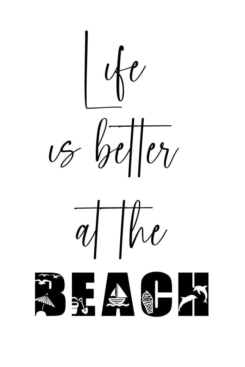 Life Is Better At The Beach Funny Summer poster with plastic frame by Shark Printables