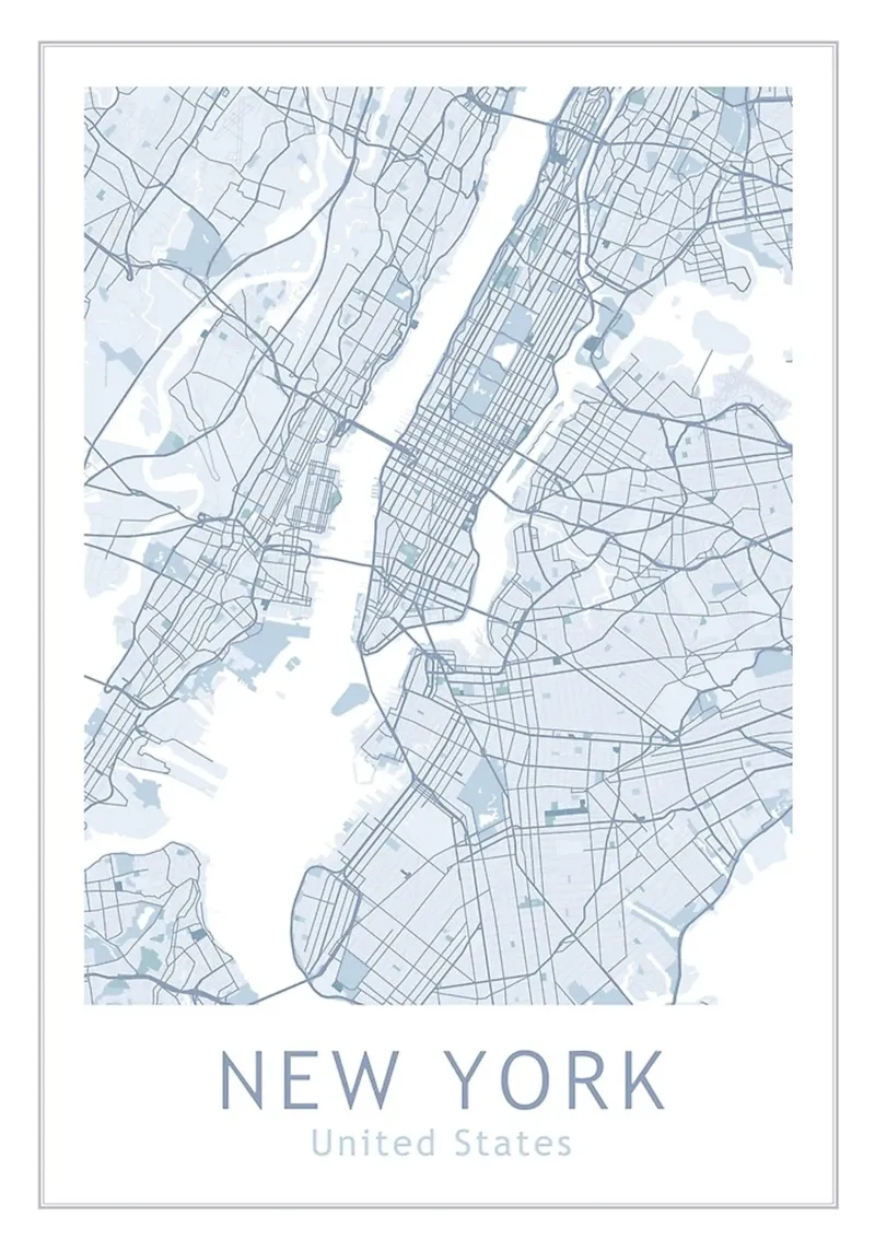 New York USA Maps carta hahnemühle da Trending Art Company