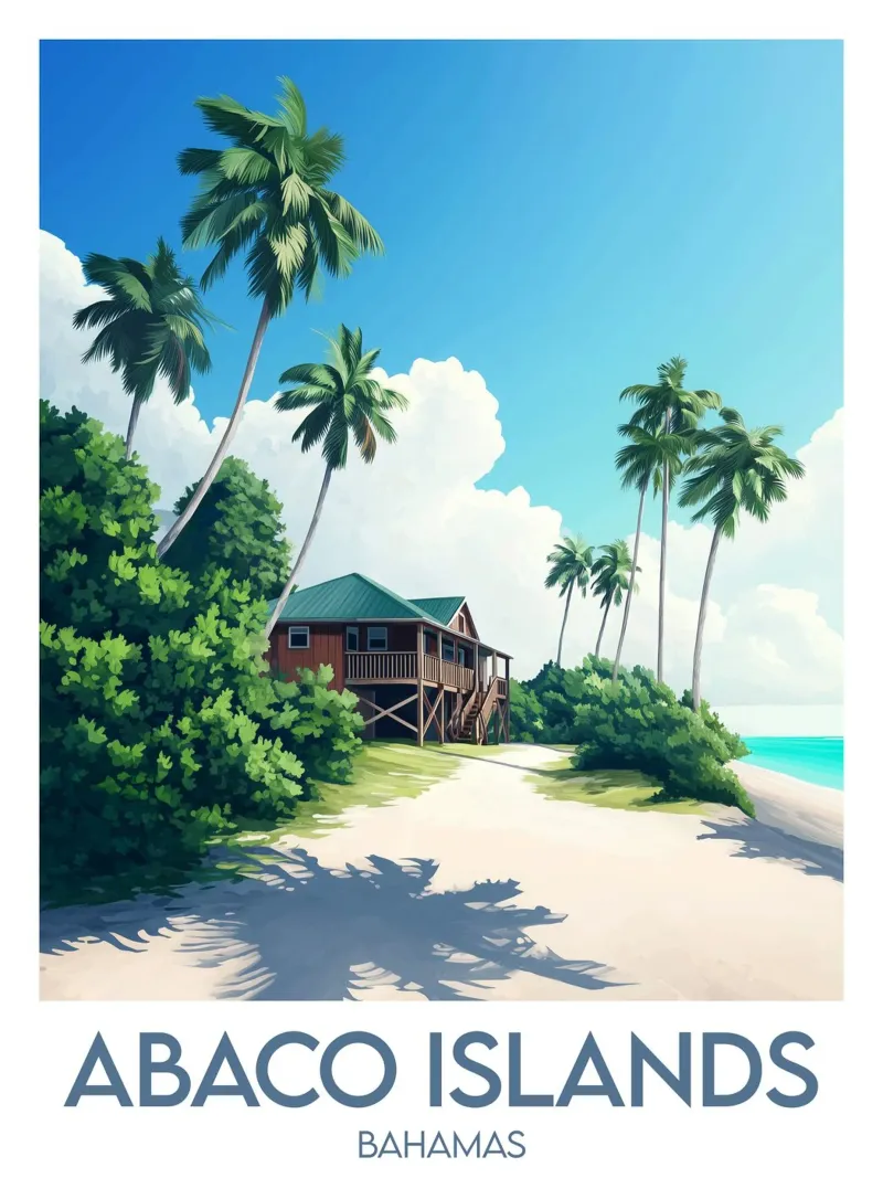 Affiche Abaco Islands tela con Cornice a cassetta da Frame the World