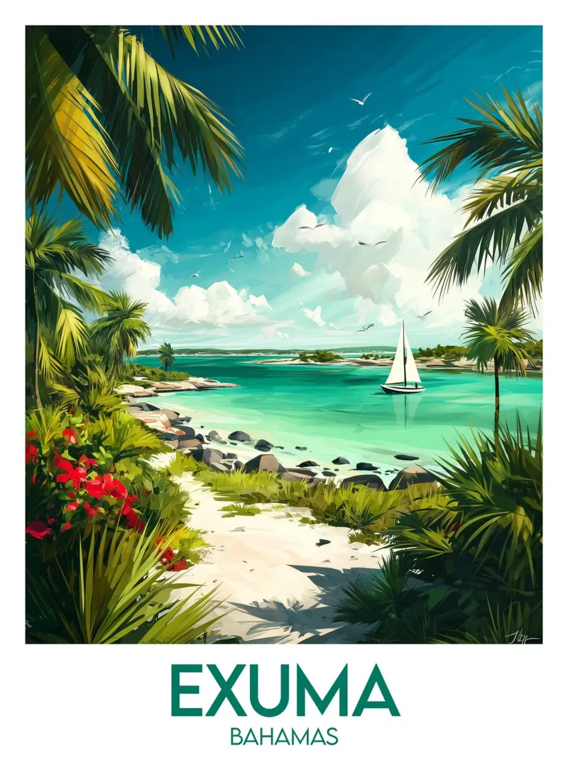 Exuma affiche canvas met Baklijst van Frame the World