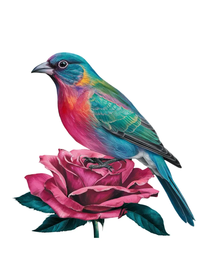 L'uccello e la rosa carta hahnemühle da dinem