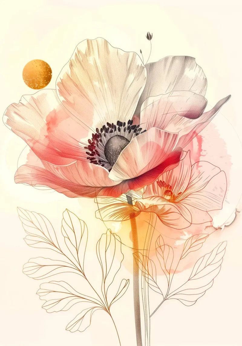 Poppy flower canvas by Justyna Jaszke JBJart