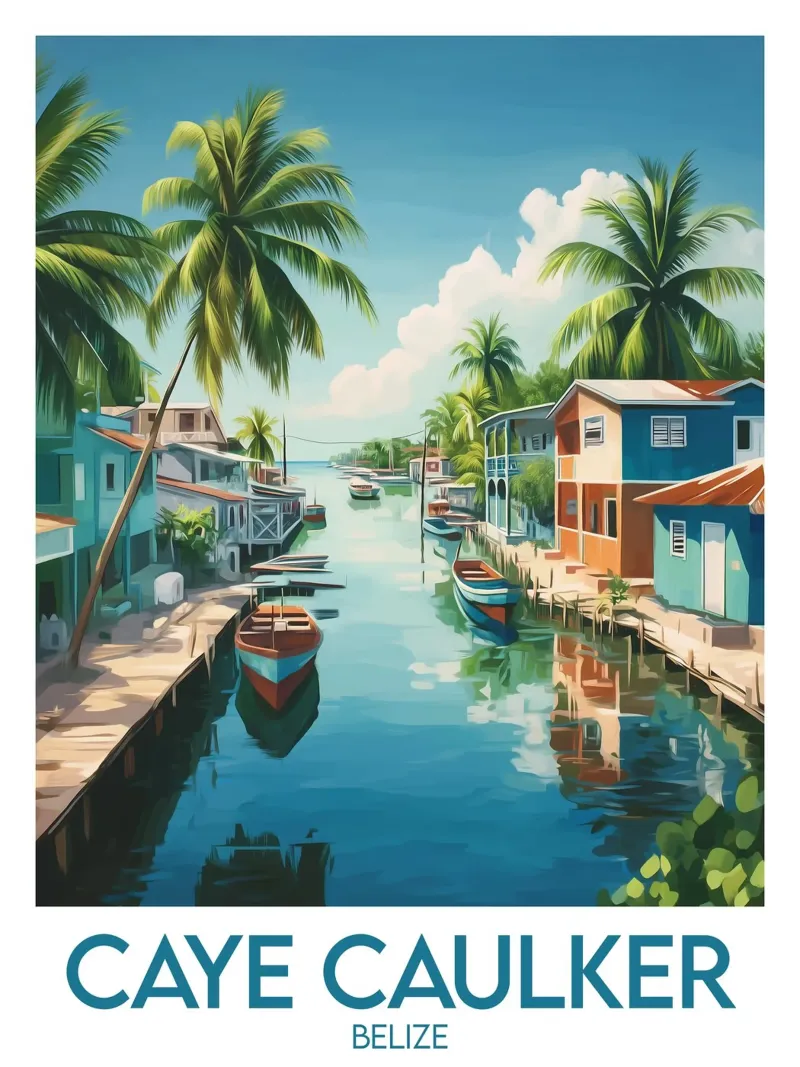 Affiche Caye Caulker poster con telaio in alluminio da Frame the World