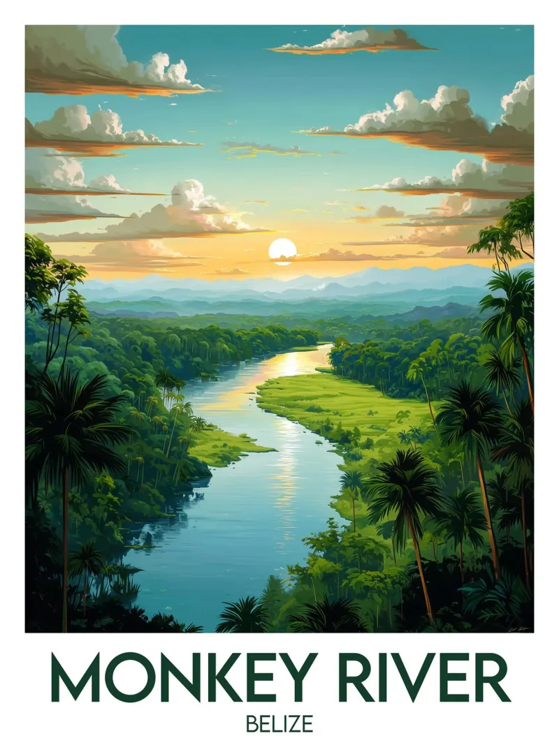 Affiche Monkey River tela con Cornice a cassetta da Frame the World