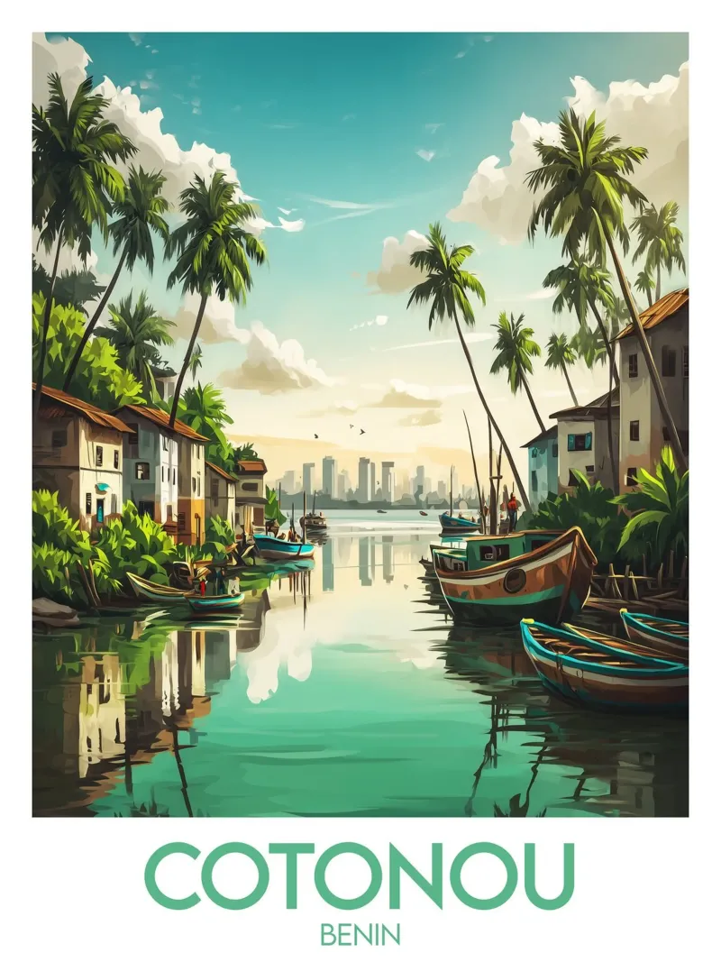 Affiche Cotonou poster con telaio in legno da Frame the World