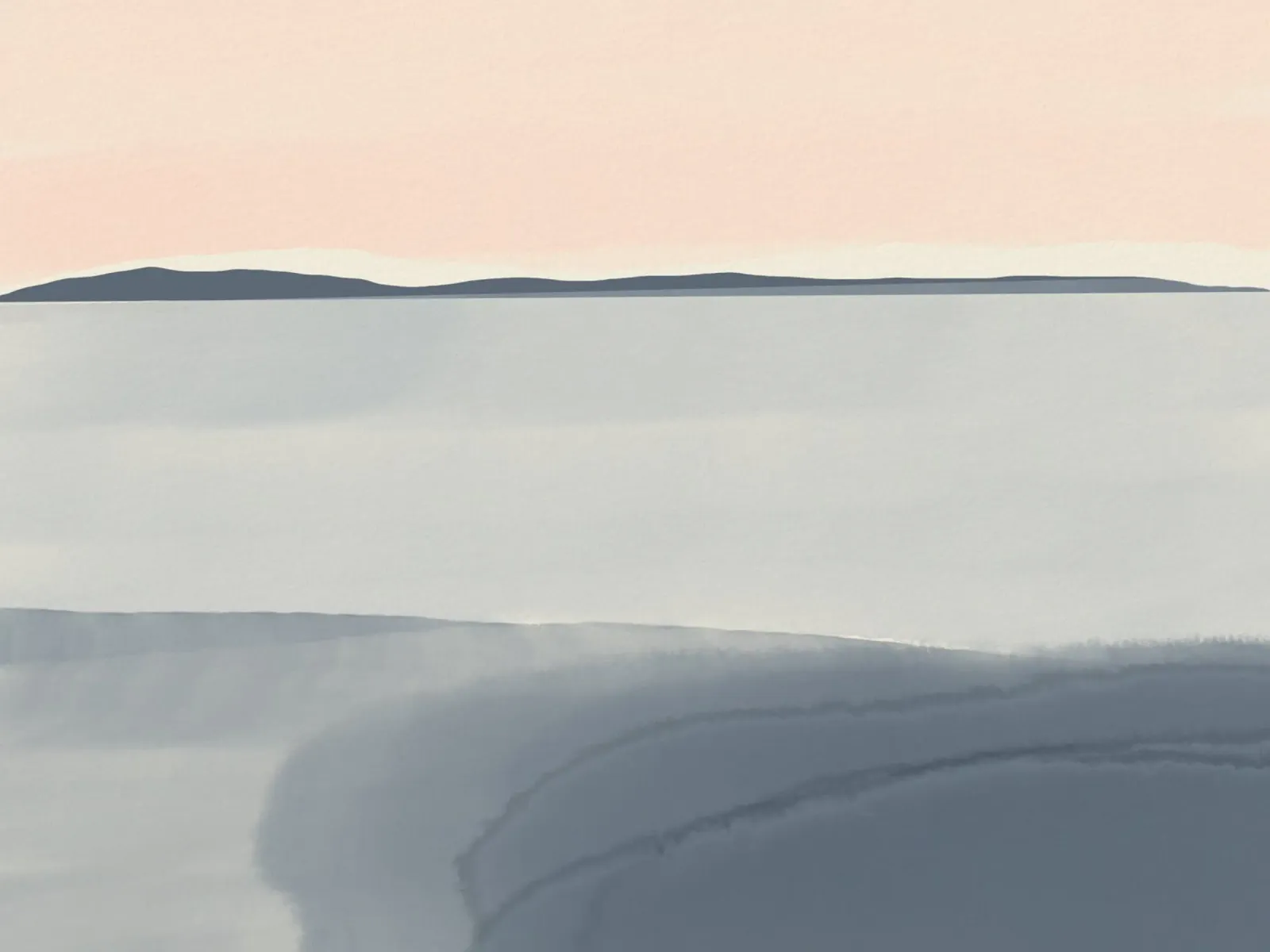 Paesaggio marino semplice lavato in modo tenue carta hahnemühle da Little Dean