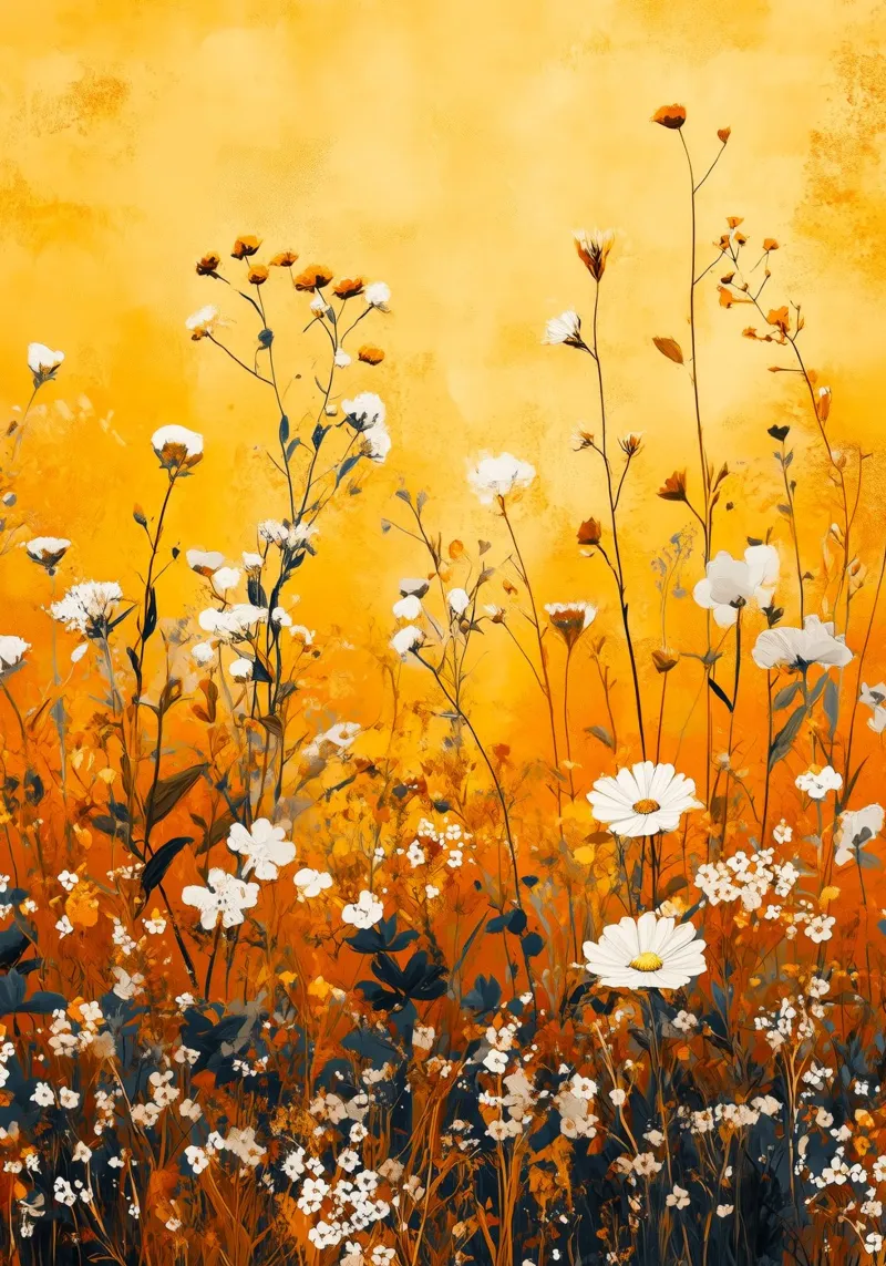 Fiori selvatici prato giallo pellicola backlit da Justyna Jaszke JBJart