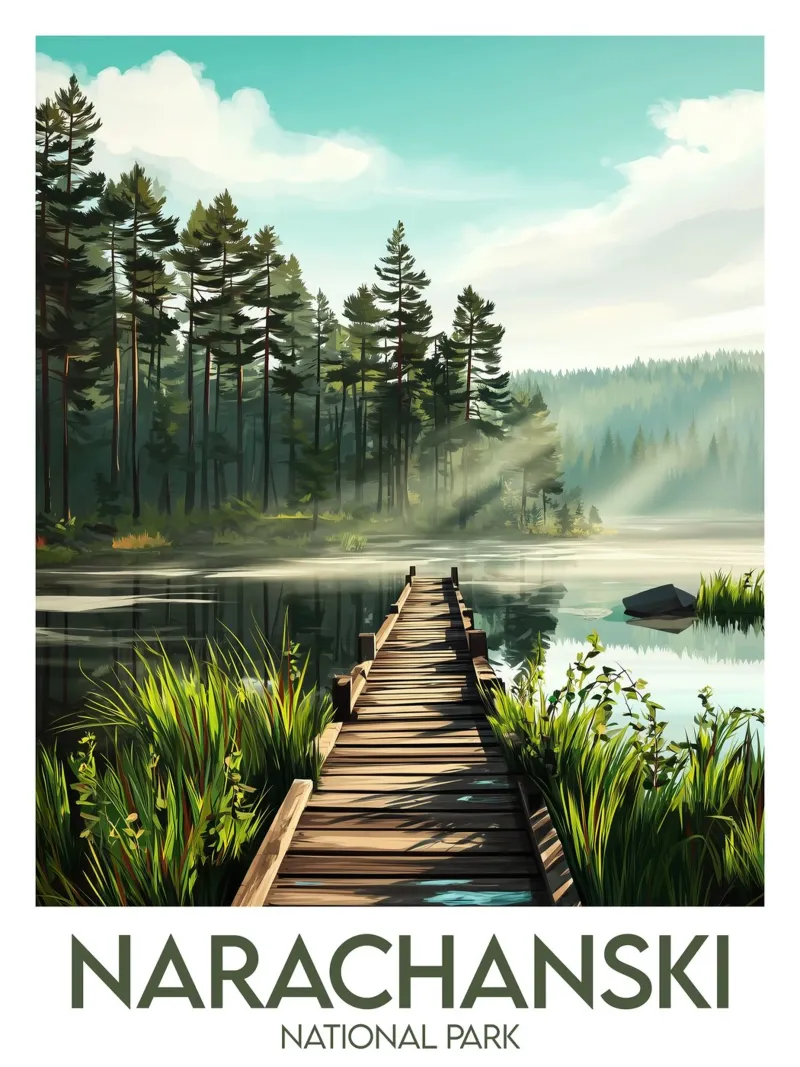 Parco nazionale di Affiche Narachanski poster con telaio in alluminio da Frame the World