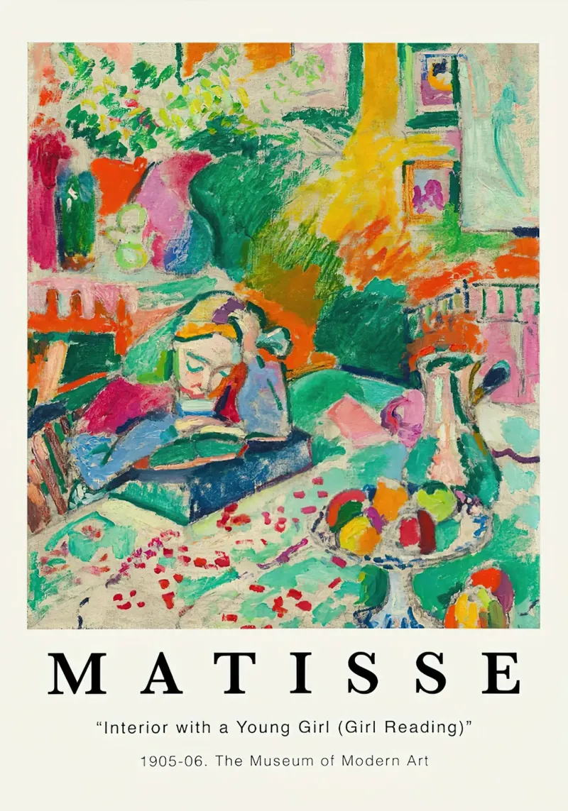 Henri Matisse Interno con giovane ragazza che legge poster con telaio in legno da MinaHome