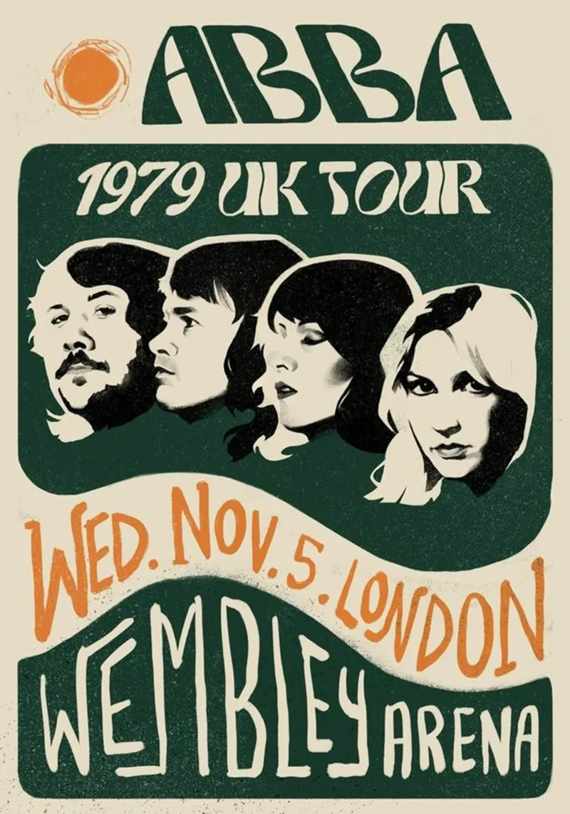 1979 tour nel Regno Unito Abba Flayer tela con Cornice a cassetta da HUMMERSONIC