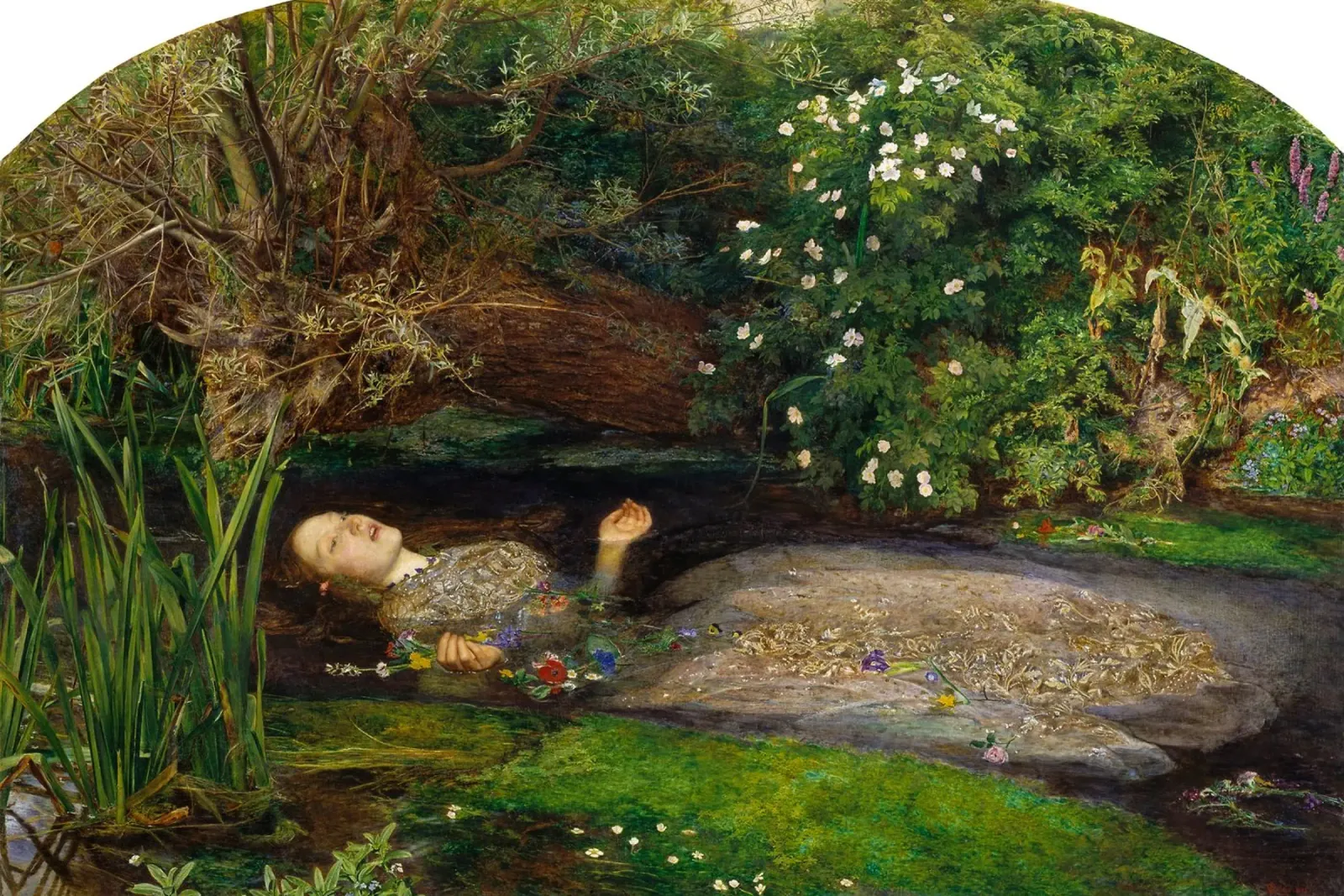 L'Ofelia di John Everett Millais poster con telaio in legno da Venus Art