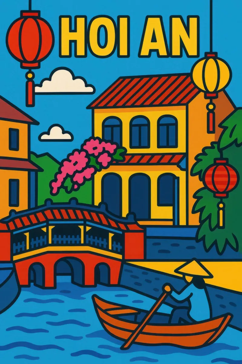 Hoi An - Il fascino eterno del Vietnam poster con telaio in alluminio da JETLAG | affiches voyage