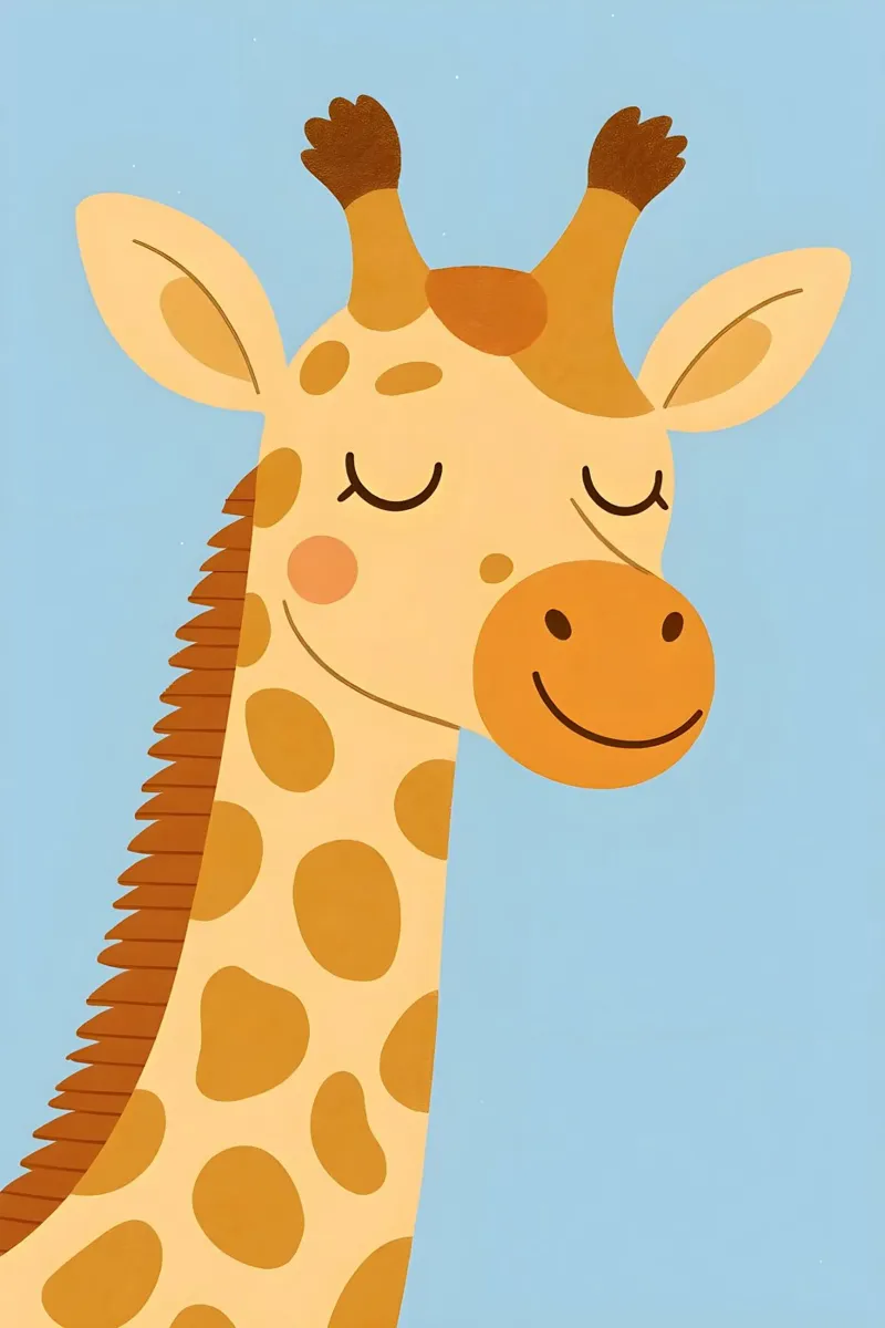 Giraffa cartone animato - Animali per bambini poster con telaio in plastica da Tiny Tails & Stripes