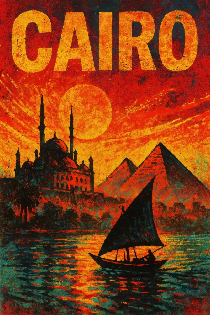 Cairo - Journey to the heart of legends canvas with Floater frame by JETLAG | affiches voyage