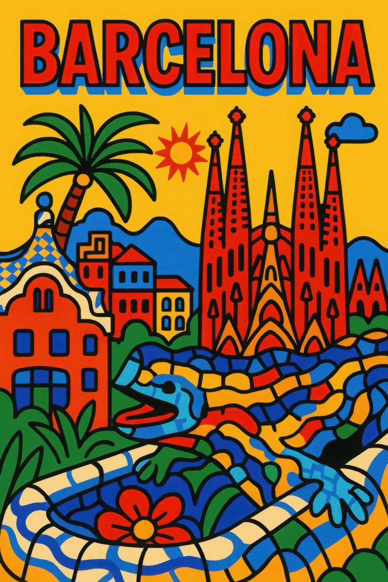 Barcelona - The vibrant radiance of Catalan modernism poster by JETLAG | affiches voyage
