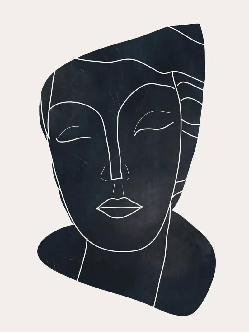 Ritratto di signora Line Art minimale 2 pellicola backlit da ThingDesign