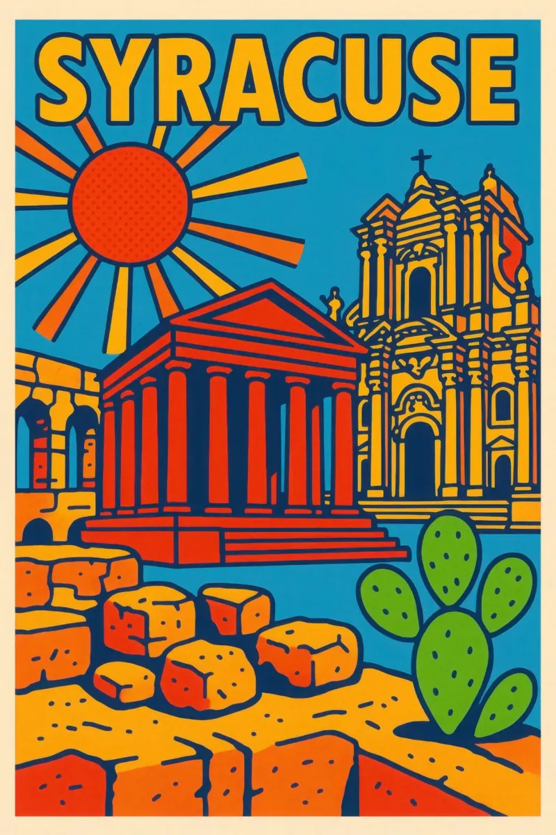 Syracuse - Ancient light and Mediterranean charm canvas with Floater frame by JETLAG | affiches voyage