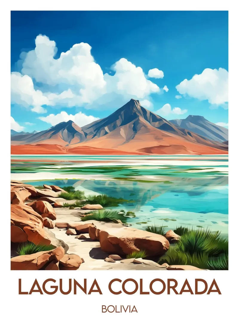 Affiche Laguna Colorada poster con telaio in plastica da Frame the World