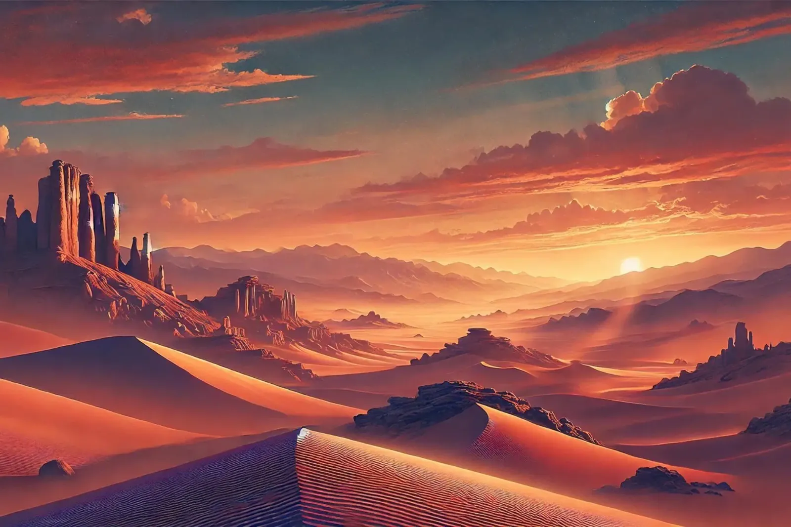 Vintage Chile, Atacama Desert Sunset Poster acrylic glass by Chromatic Fusion Studio