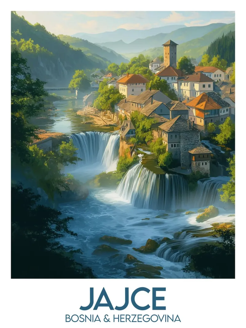 Affiche Jajce tela con Cornice a cassetta da Frame the World