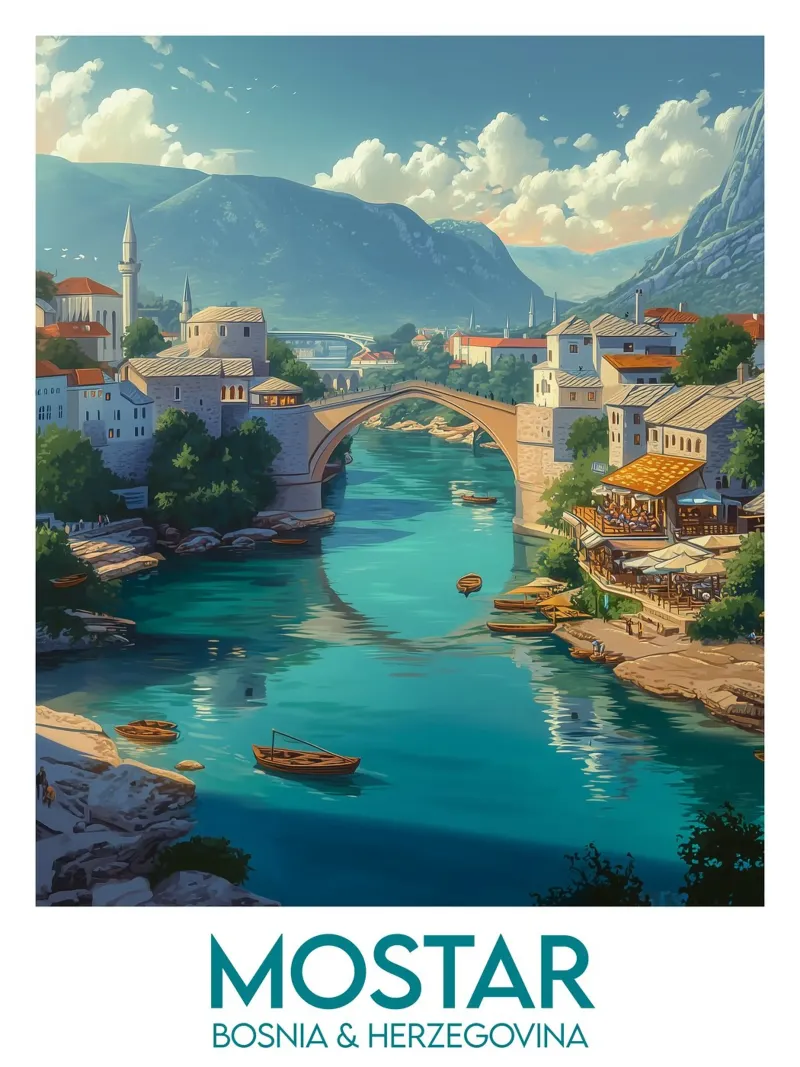 Affiche Mostar tela con Cornice a cassetta da Frame the World