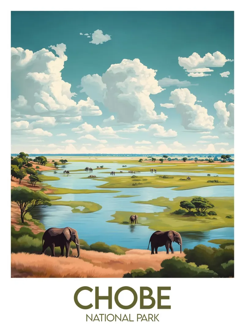Parco nazionale di Chobe poster con telaio in alluminio da Frame the World