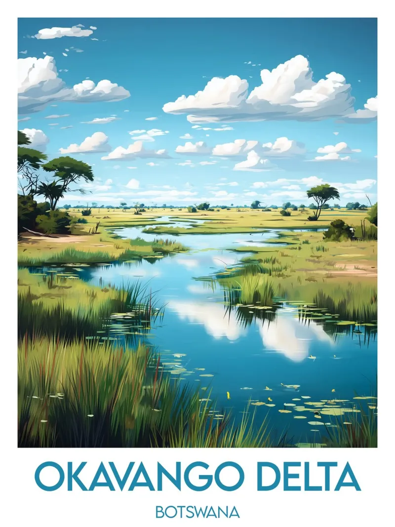Affiche Okavango Delta poster con telaio in alluminio da Frame the World