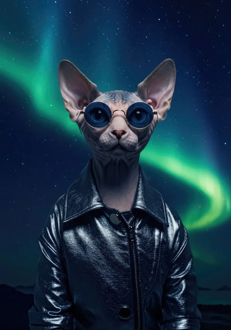 Boreal Cat poster with wooden frame by Pawtrait Studio