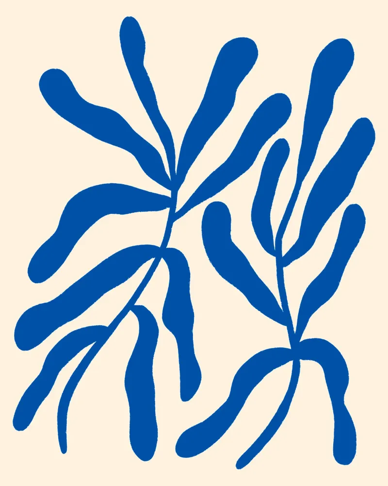 Blaue stilisierte Zweige Hahnemühle von Wackapacka