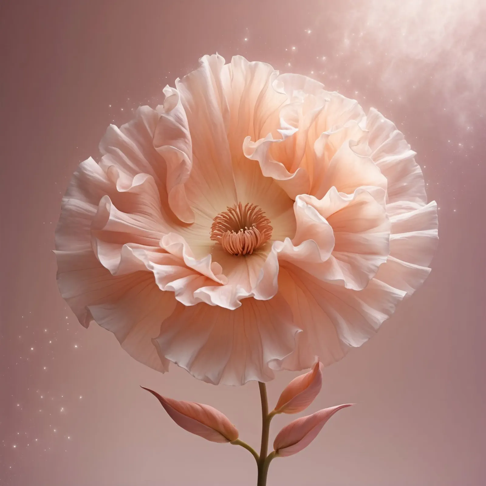 Delicate pink flower with ruffled petals illuminated in soft hahnemühle by DesignDoodle
