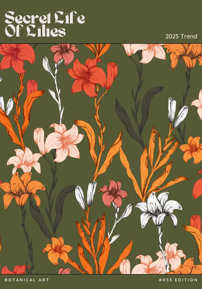 SECRET LIFE OF LILIES poster con telaio in legno da Einfach Uebel