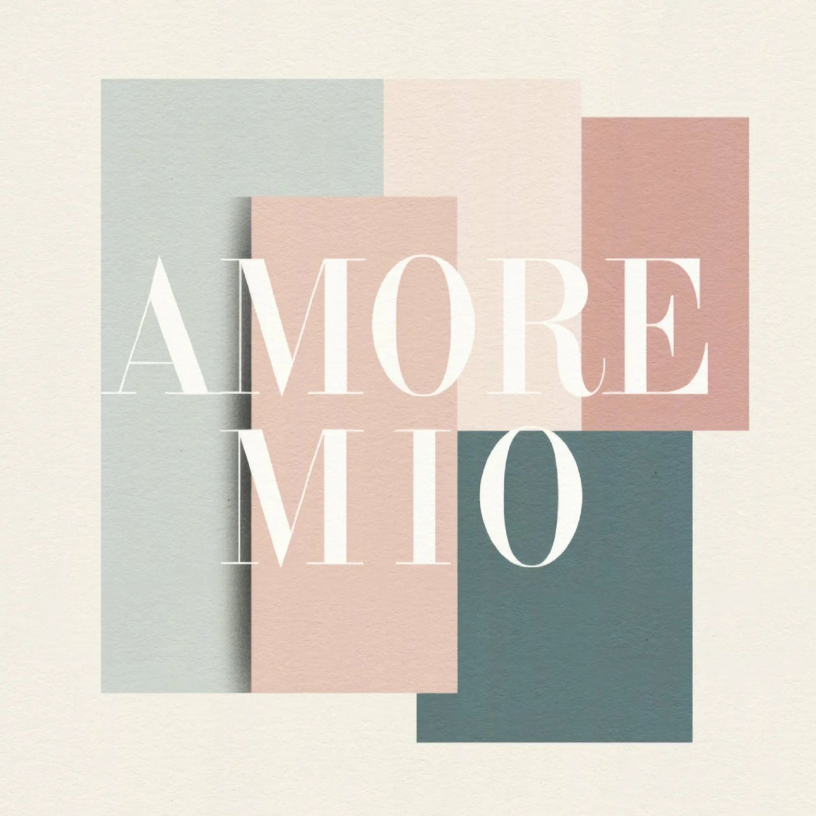 Amore Mio Typography Pastel Shapes Art Peach Grey Tones canvas by Modern Muse