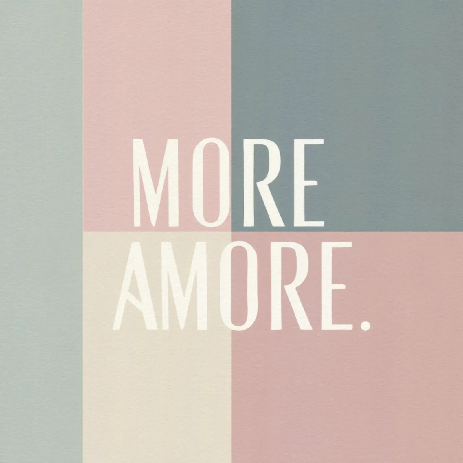 More Amore Typography Pastel Shapes Art Peach Grey Tones canvas with Floater frame by Modern Muse