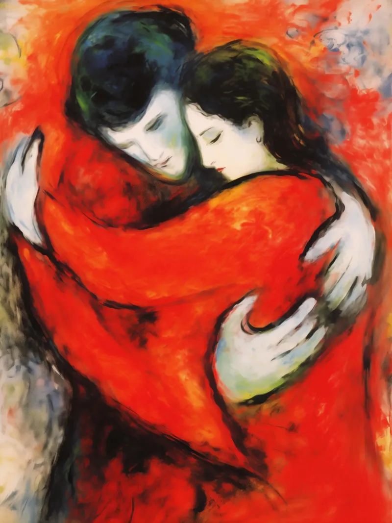 Amore di coppia | Quadro su tela tutto in rosso alluminio dibond da Autofocus