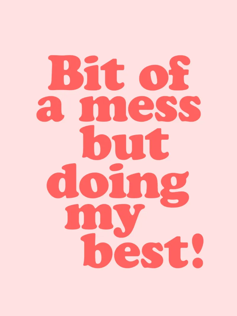 Ein bisschen chaotisch, aber ich tue mein Bestes Rot-Rosa Typografie Druck Alu-Dibond von THE MOTIVATED TYPE