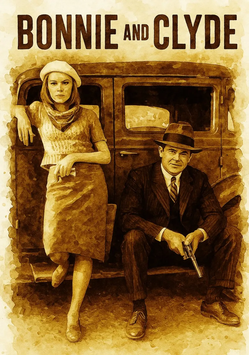 bonnie and clyde repainting redrawing imagination poster con marco de aluminio de SIQAYA