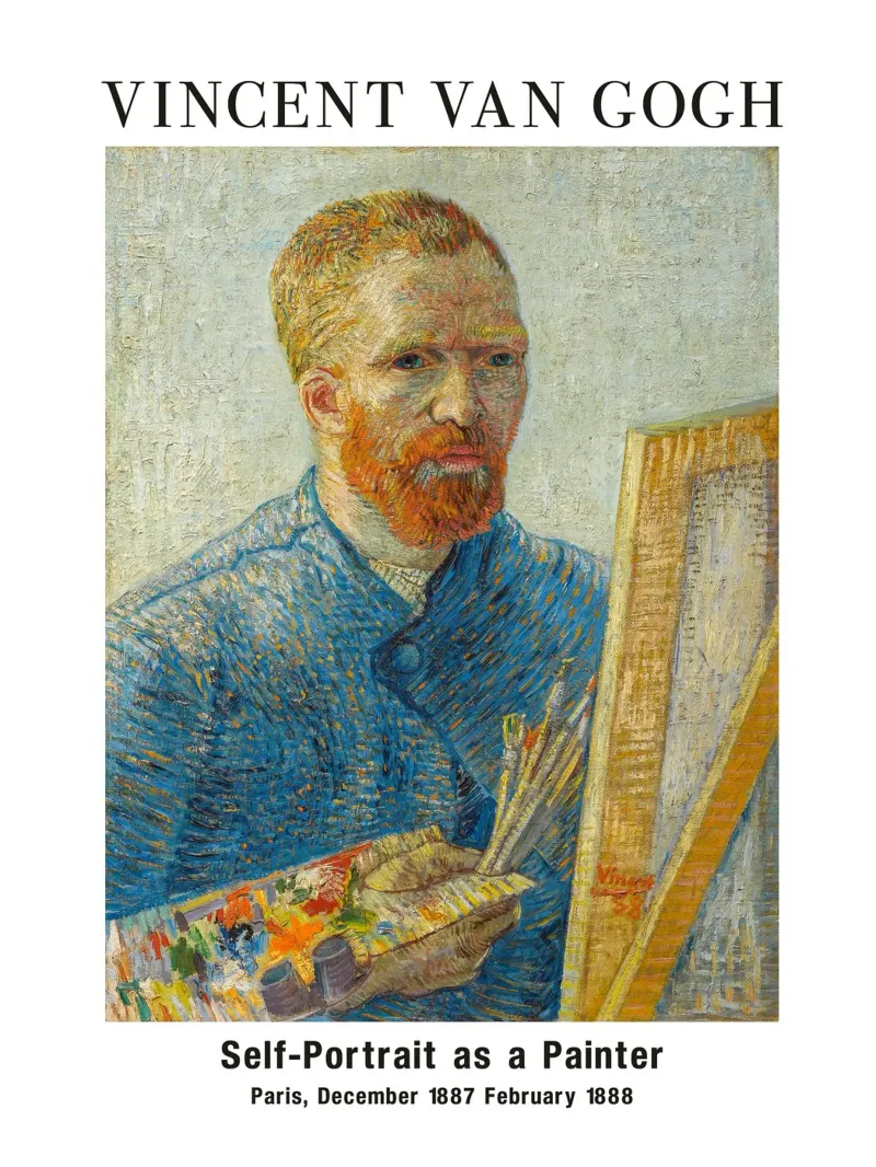 Vincent van Gogh, Autoritratto di un pittore poster con telaio in legno da Carinaprint