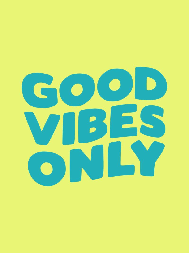 Good Vibes Only Typography Print jaune et bleu plexiglas de THE MOTIVATED TYPE