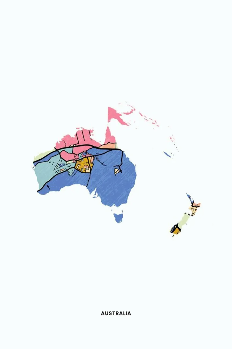 Australia pellicola backlit da The Cartography Collection