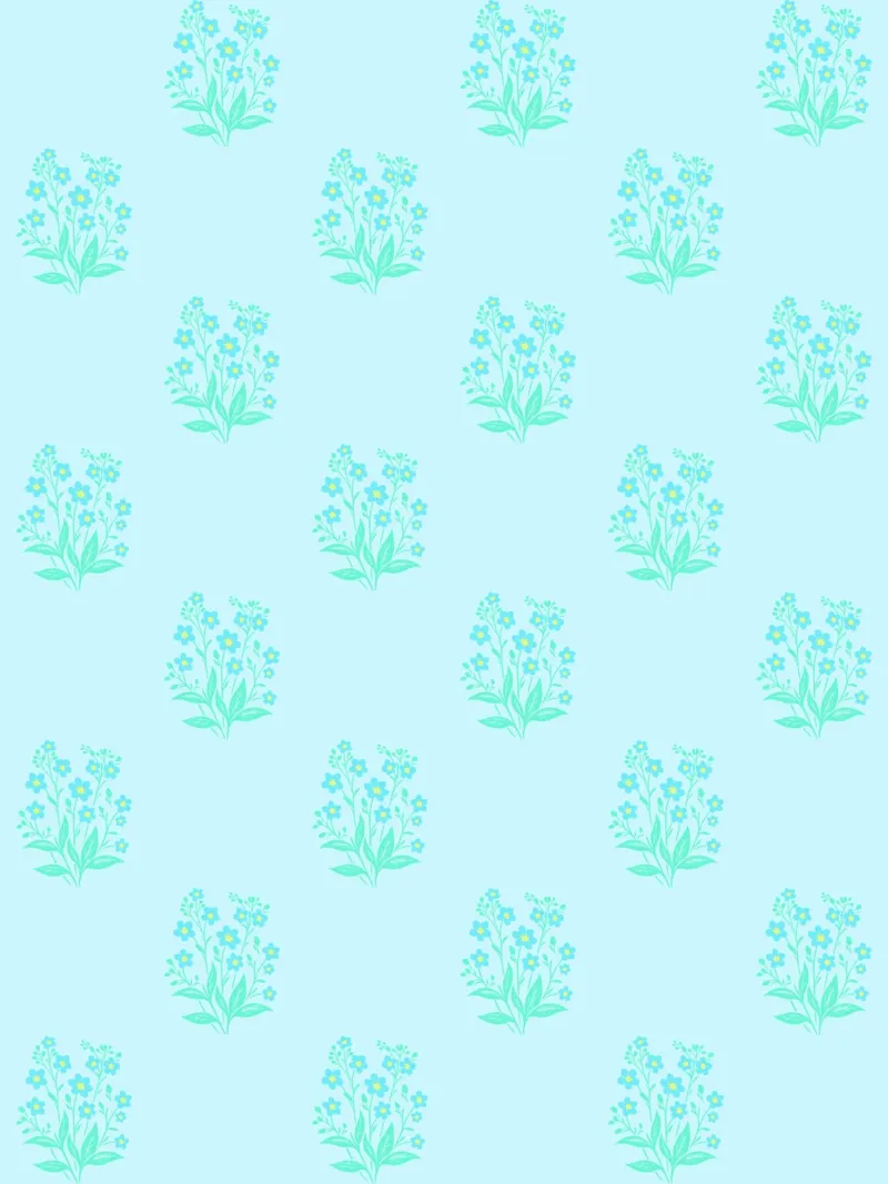 Stampa a blocchi Forget-Me-Nots Azzurro tela con Cornice a cassetta da SilverPegasus