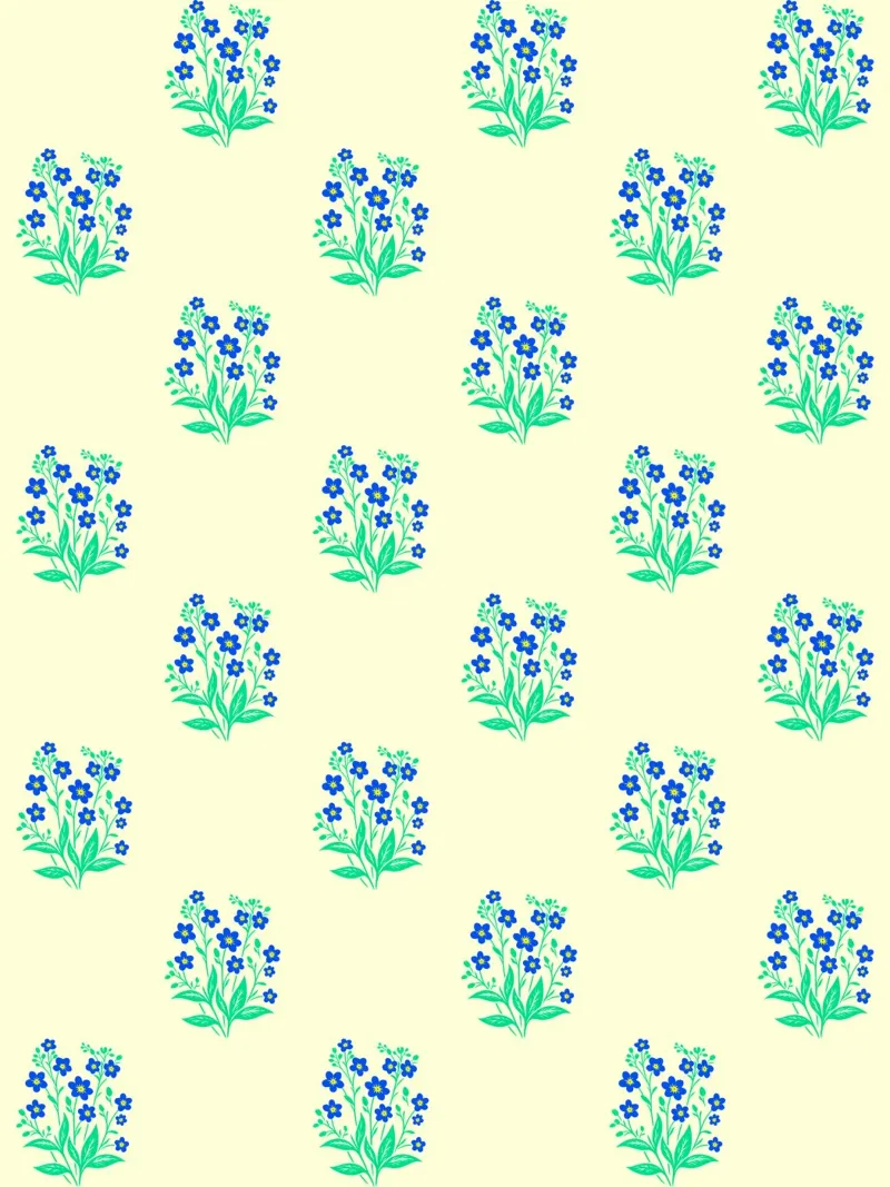 Blokjesprint vergeet-mij-nietjes Geel en blauw canvas met Baklijst van SilverPegasus
