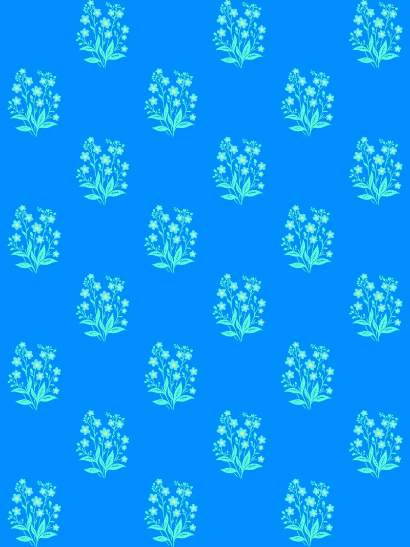 Vergeet-me-nietjes blokprint dromerig blauw canvas met Baklijst van SilverPegasus