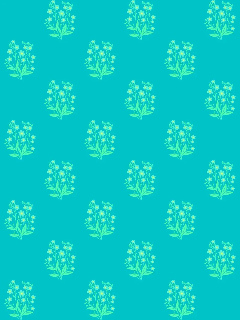 Forget-Me-Nots Block Print Verde Menta poster de SilverPegasus