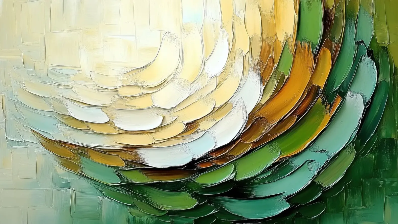 Abstract organisch in goud en groen canvas met Baklijst van Imagine