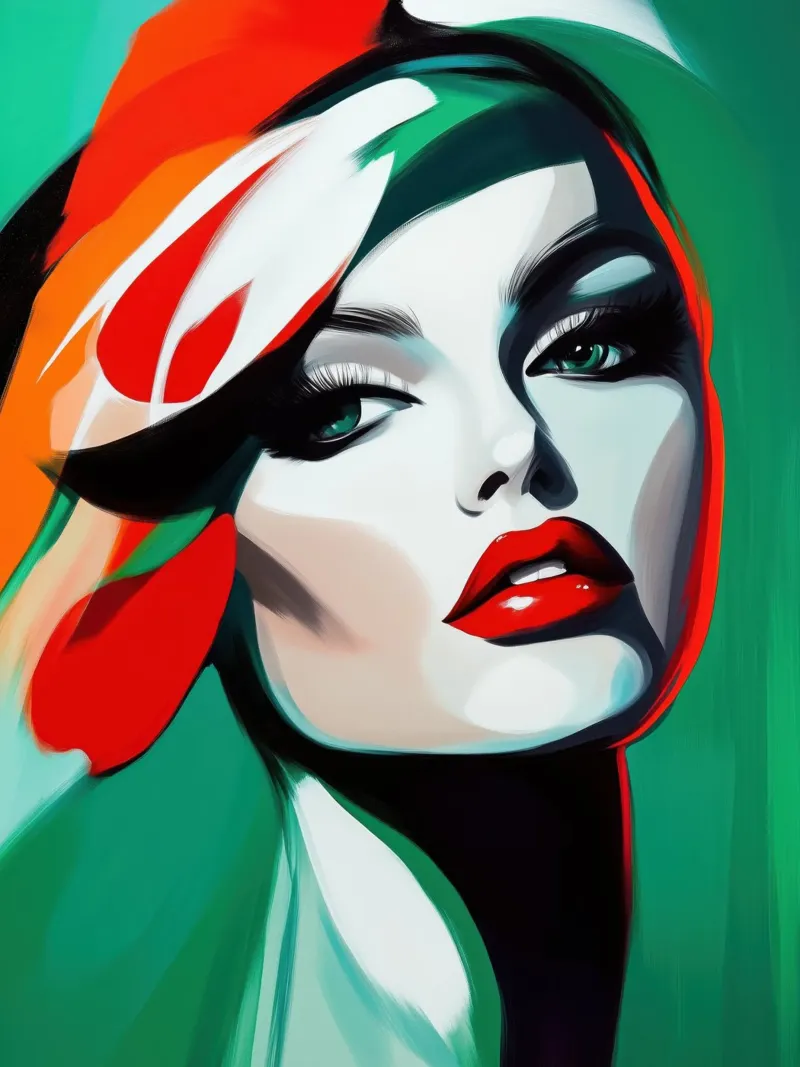 Vrouw modern abstract aluminium-dibond van Imagine