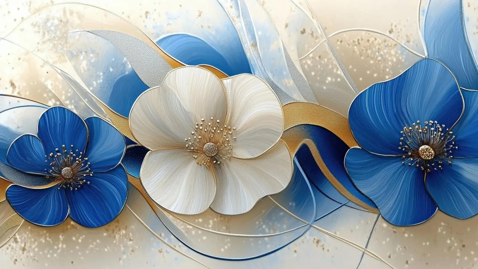 Fiori crema e blu pellicola backlit da Imagine