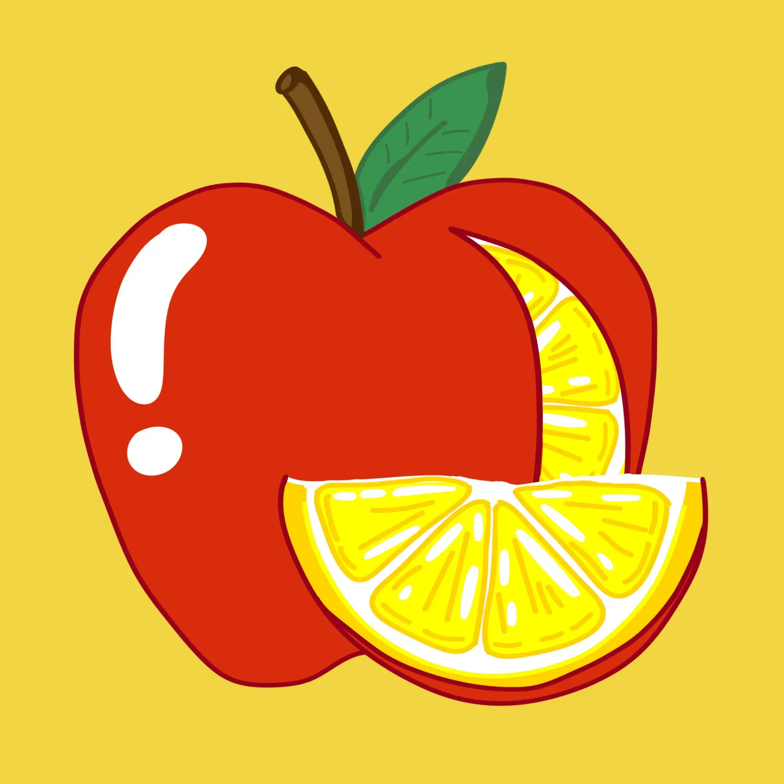 Unvorhersehbarkeit Surreal Zitrone Apfel Obst Illustration Hahnemühle von sillyindustries