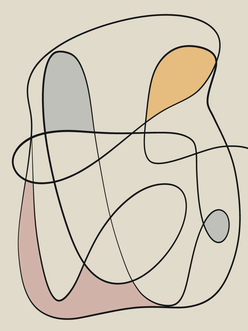 Minimal graceful line art abstract 16 alluminio dibond da Little Dean