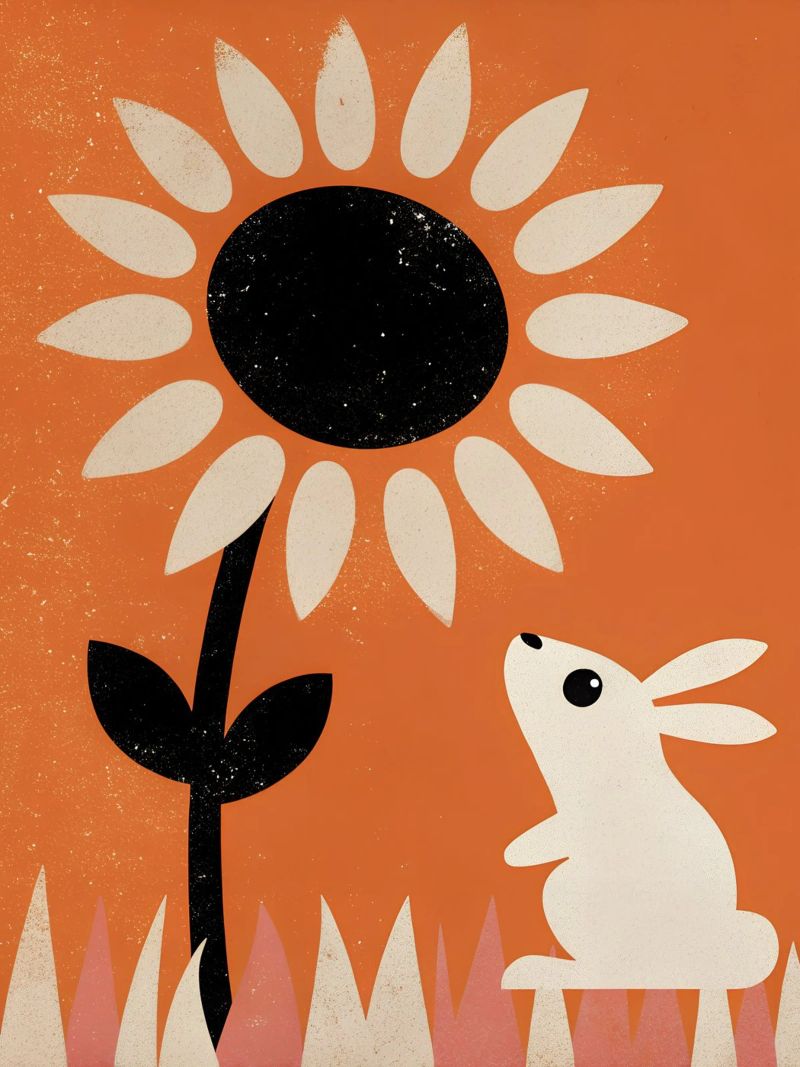Girasole e coniglio Retro Pop pellicola backlit da THE LATEST SHOP