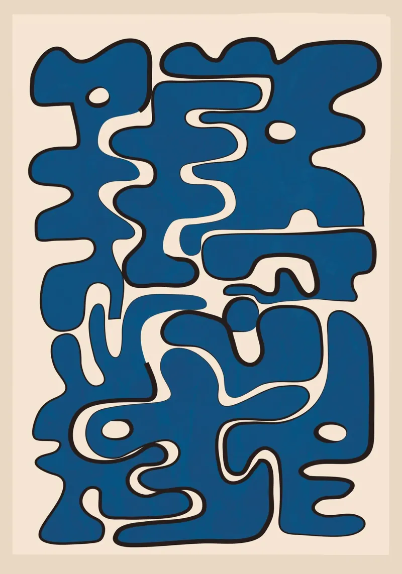 Minimal Abstract Maze – Cobalt forex-plaat van cityart